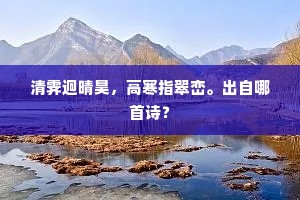 清霁迥晴昊，高寒指翠峦。出自哪首诗？