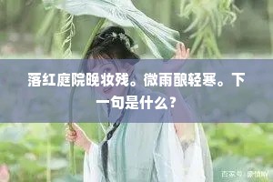 落红庭院晚妆残。微雨酿轻寒。下一句是什么？