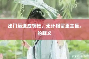 出门远送成惆怅，无计相留更主臣。的释义
