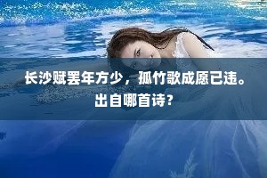 长沙赋罢年方少，孤竹歌成愿已违。出自哪首诗？