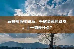 五株柳色摇骢马，千树芙蓉照锦衣。上一句是什么？