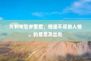 久别未忘乡里意，相逢不尽故人情。的意思及出处