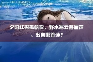 夕阳红树孤帆影,野水寒云落雁声。出自哪首诗? 夕阳红树孤帆影,野水寒云落雁声。出自哪首诗?