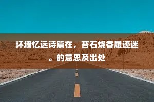 坏墙忆远诗篇在，苔石烧香履迹迷。的意思及出处