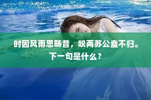 时因风雨思畴昔，叹两苏公盍不归。下一句是什么？