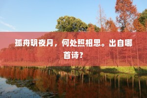 孤舟明夜月，何处照相思。出自哪首诗？