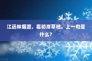 江远林烟澹，霜初岸草枯。上一句是什么？