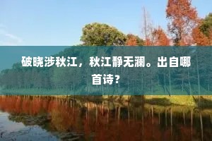 破晓涉秋江，秋江静无澜。出自哪首诗？
