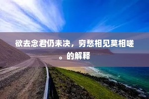 欲去念君仍未决，穷愁相见莫相嗟。的解释