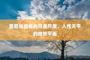 宽恕与自省的双重尺度，人性天平的微妙平衡