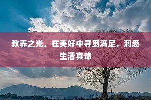 教养之光，在美好中寻觅满足，洞悉生活真谛