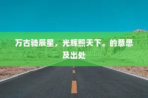 万古骑辰星，光辉照天下。的意思及出处