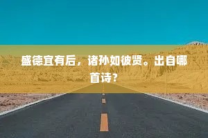 盛德宜有后，诸孙如彼贤。出自哪首诗？