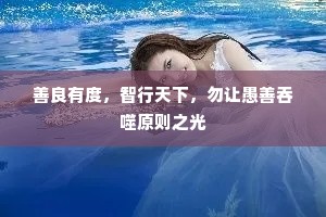 善良有度，智行天下，勿让愚善吞噬原则之光