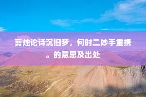 剪烛论诗沉旧梦，何时二妙手重携。的意思及出处