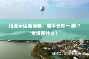 相逢示读新诗卷，那不长吟一涕洟？全诗是什么？