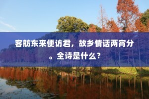 客舫东来便访君，故乡情话两宵分。全诗是什么？