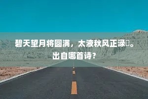 碧天望月将圆满，太液秋风正渌渟。出自哪首诗？