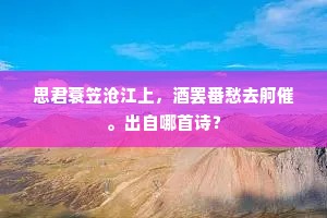 思君蓑笠沧江上，酒罢番愁去舸催。出自哪首诗？