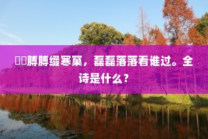 腷腷膊膊缀寒窠，磊磊落落看谁过。全诗是什么？