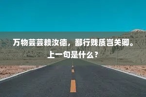 万物芸芸赖汝德，鄙行贱质岂关卿。上一句是什么？