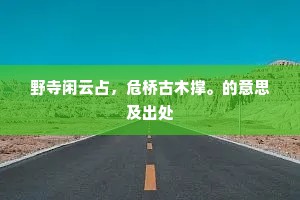 野寺闲云占，危桥古木撑。的意思及出处
