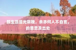 颜生岂是光阴晚，余亦何人不自宽。的意思及出处