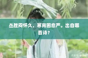 丛脞闷怀久，寒宵困愈严。出自哪首诗？