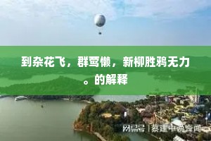 到杂花飞，群莺懒，新柳胜鸦无力。的解释