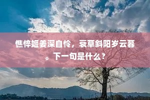 憔悴姬姜深自怜，衰草斜阳岁云暮。下一句是什么？