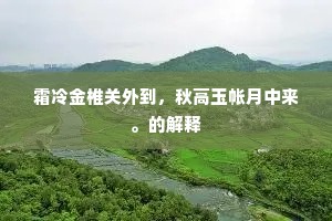 霜冷金椎关外到，秋高玉帐月中来。的解释