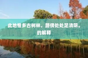 此地惟多古树林，路傍处处足清阴。的解释