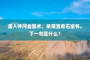 逢人休问金篦术，杀简宜希石室书。下一句是什么？