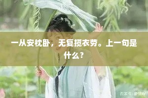 一从安枕卧，无复揽衣劳。上一句是什么？