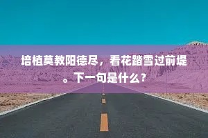 培植莫教阳德尽，看花踏雪过前堤。下一句是什么？