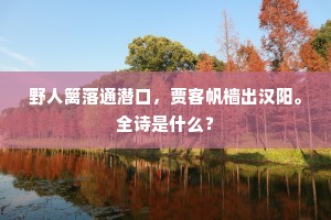 野人篱落通潜口，贾客帆樯出汉阳。全诗是什么？