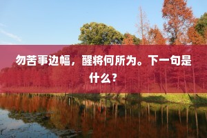 勿苦事边幅，醒将何所为。下一句是什么？