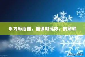 永为廊庙器，陋彼瑚琏陈。的解释