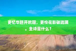 更忆华筵开玳瑁，更怜花影破琉璃。全诗是什么？