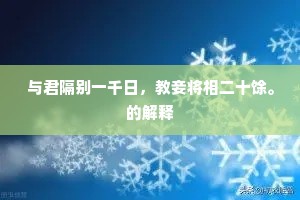 与君隔别一千日，教妾将相二十馀。的解释