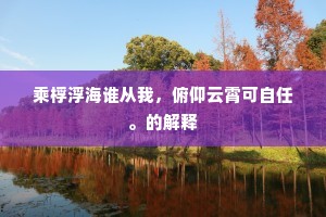 乘桴浮海谁从我，俯仰云霄可自任。的解释