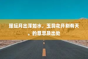 瑶坛月出浑如水，玉洞花开别有天。的意思及出处