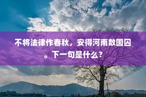 不将法律作春秋，安得河南数国囚。下一句是什么？