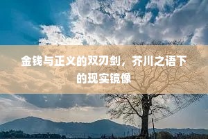 金钱与正义的双刃剑，芥川之语下的现实镜像