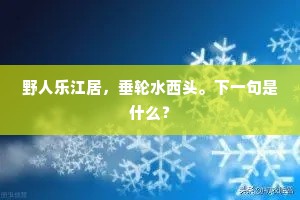 野人乐江居，垂轮水西头。下一句是什么？