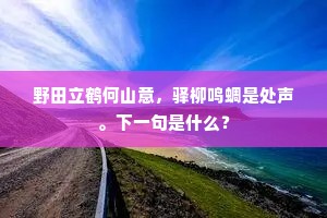 野田立鹤何山意，驿柳鸣蜩是处声。下一句是什么？