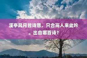 溪亭风月皆诗意，只合高人来此吟。出自哪首诗？