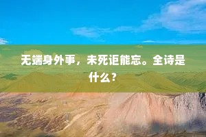 无端身外事，未死讵能忘。全诗是什么？