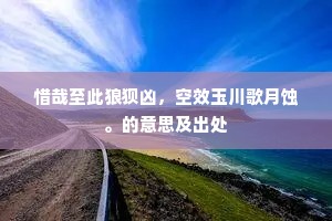惜哉至此狼狈凶,空效玉川歌月蚀。的意思及出处 惜哉至此狼狈凶,空效玉川歌月蚀。的意思及出处