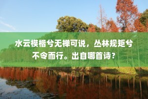 水云模楷兮无禅可说，丛林规矩兮不令而行。出自哪首诗？